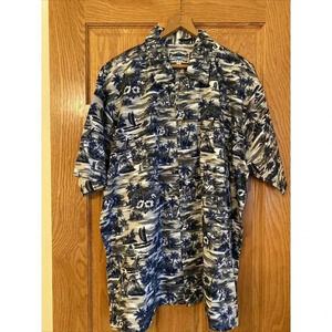 True American Pineapple Button Down Shirt Sz M Tropical Hawaiian Resort Cruise